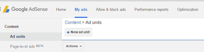 My ads tab on adsense ad page